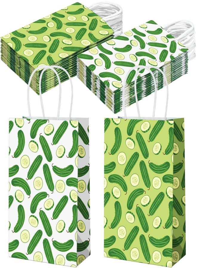 Watersay 24 Pcs Pickle Paper Goodie Bags Funny Christmas Food Cucumber Gift Bags Pickle Party Decorations Organic wrapping paper Birthday Party Treat Bags with Handles for Kitchen Pickle Lover - Image 1